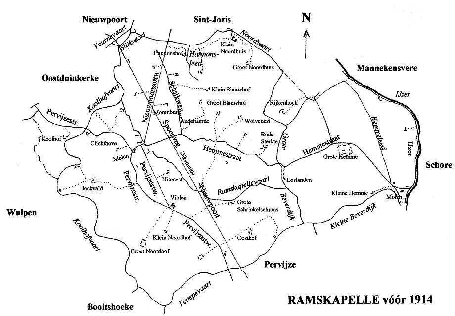 kaart ramskapelle voor 1914